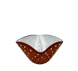 Vintage 60s Graveren Norsk Brown White Polka Dot Pottery Bowl Norway